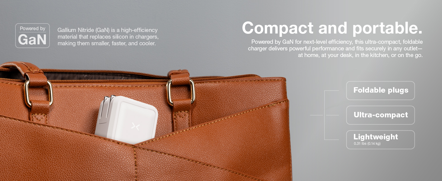 Powered by GaN technology, the usbc chargers are compact and portable with foldable plugs