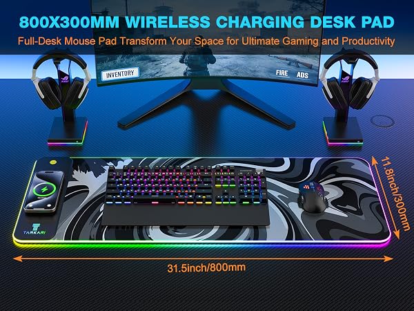 TARKARI Magnetic Wireless Charging RGB Mouse Pad