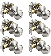KNOBWELL Brushed Nickel Interior Door Knobs, Keyless Privacy Door Knob for Bedroom Bathroom, Stai...