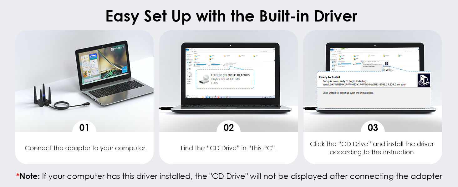 usb wifi 7 adapter, driver free, plug and play