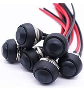 Twidec/6Pcs 12mm Momentary Push Button Switch 1/2" Mounting Hole On Off Mini Round Waterproof Bla...