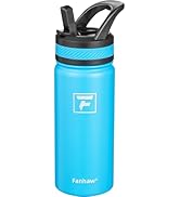 Fanhaw 18 Oz Kids Insulated Water Bottle with Straw Lid – Stainless Steel Double Wall Vacuum, Lea...