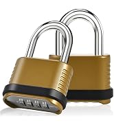 2 Pack Combination Lock | 4-Digit Heavy Duty Combo Lock - 26.5mm Outdoor Waterproof Combination P...