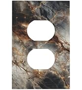 Brown Marble Granite Golden Lines Print Outlet Covers 1 Gang Duplex Light Switch Cover Decorative...