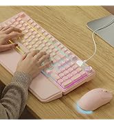 EWEADN C98 Wired Keyboard and Mouse Combo, Wired Computer Keyboards with Wrist Palm, Double-Shot ...