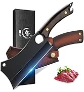ROCOCO Cleaver Knife for Meat Cutting Butcher Viking Boning Knife Hand Forged In Fire Chopping Cu...