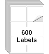 [100 Sheets 600 Labels] Shipping Labels 3 1/3"x4" Printable White 6 up Labels for Laser/Inkjet Pr...