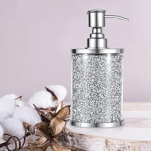 Sparky Glass Crushed Diamonds Soap Dispenser Bottle with Stainless Steel Pump
