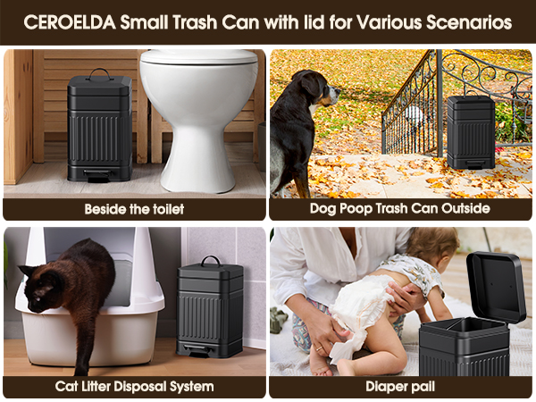 CEROELDA Small Trash Can with lid for Various Scenarios