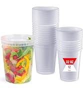 Mr Miracle Deli Containers with Lids - 12 Pack of 32 oz Clear Airtight Reusable Plastic Food and ...