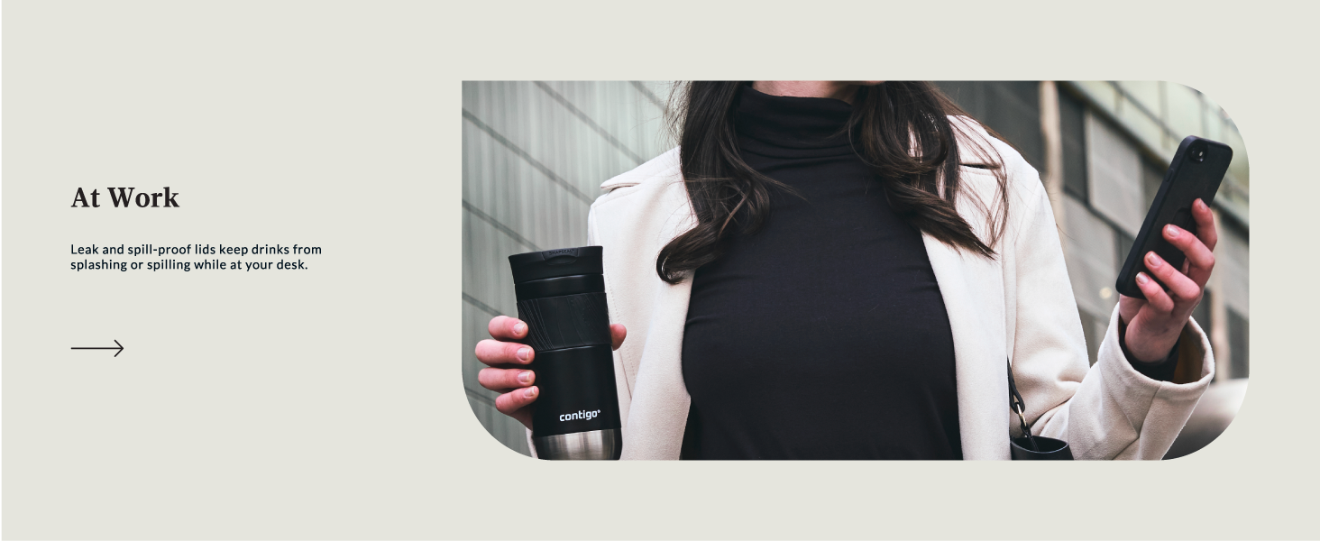 work commute travel professional gift coworker carry leakproof spillproof desk black silver woman