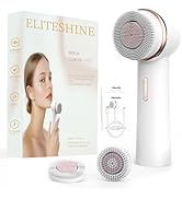 Eliteshine Electric Facial Cleansing Brush with Silicone and Bristle Brushheads,Rechargeable, Fac...