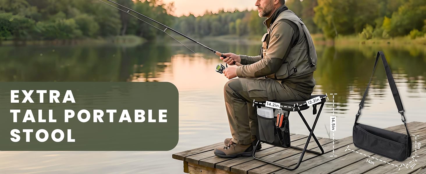 Extra Tall Portable Folding Stool for Adults