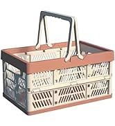 UShioart Collapsible Crate Milk Crates for Storage Plastic shopping basket 20L for Kitchen Bathroom