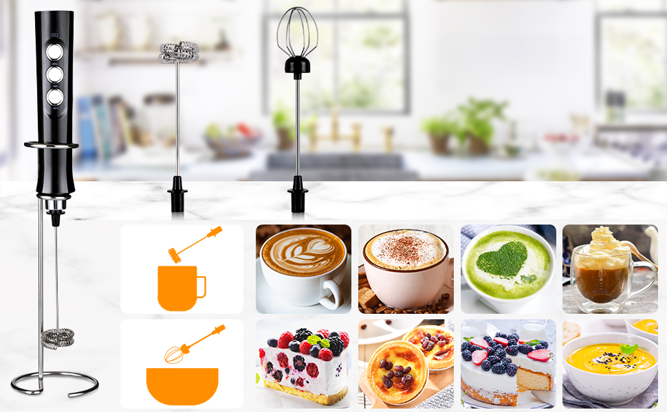rechargeable milk frother coffee mixer wand drink mixer handheld