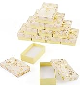 Craftdady 12Pcs Light Yellow Cardboard Jewelry Boxes with Lids Bowknot 3.19 x 1.97 Inch Flower Re...