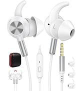 3.5mm Wired Earbuds Anti-Loose Wingtip Noise Canceling in-Ear Headphone with Mic School PC Comput...