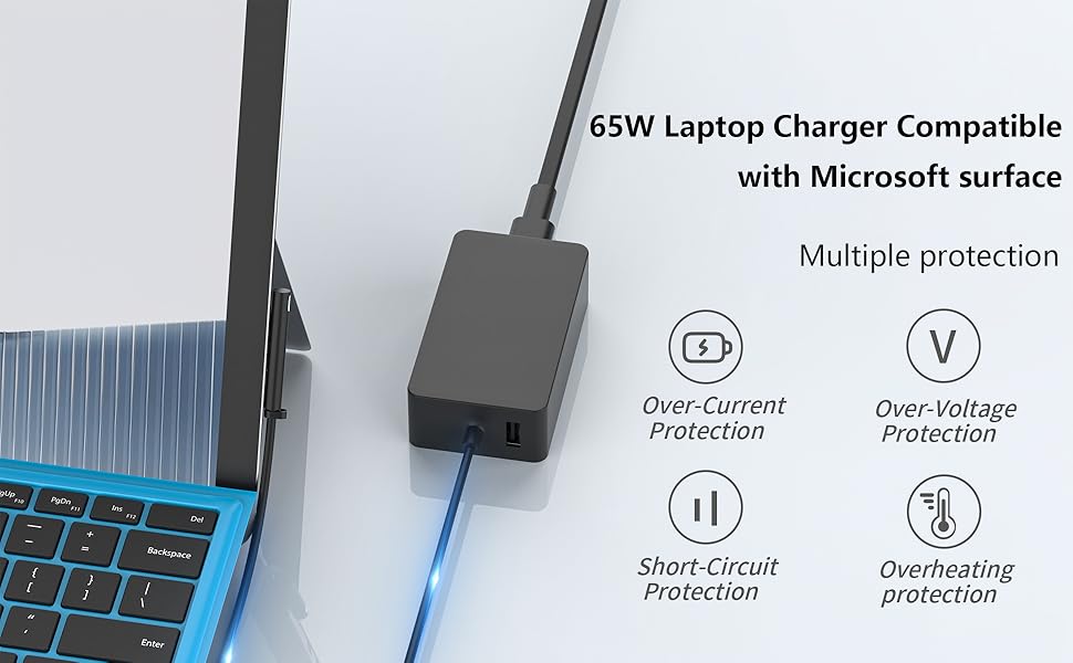 compatible with microsoft surface charger 65w
