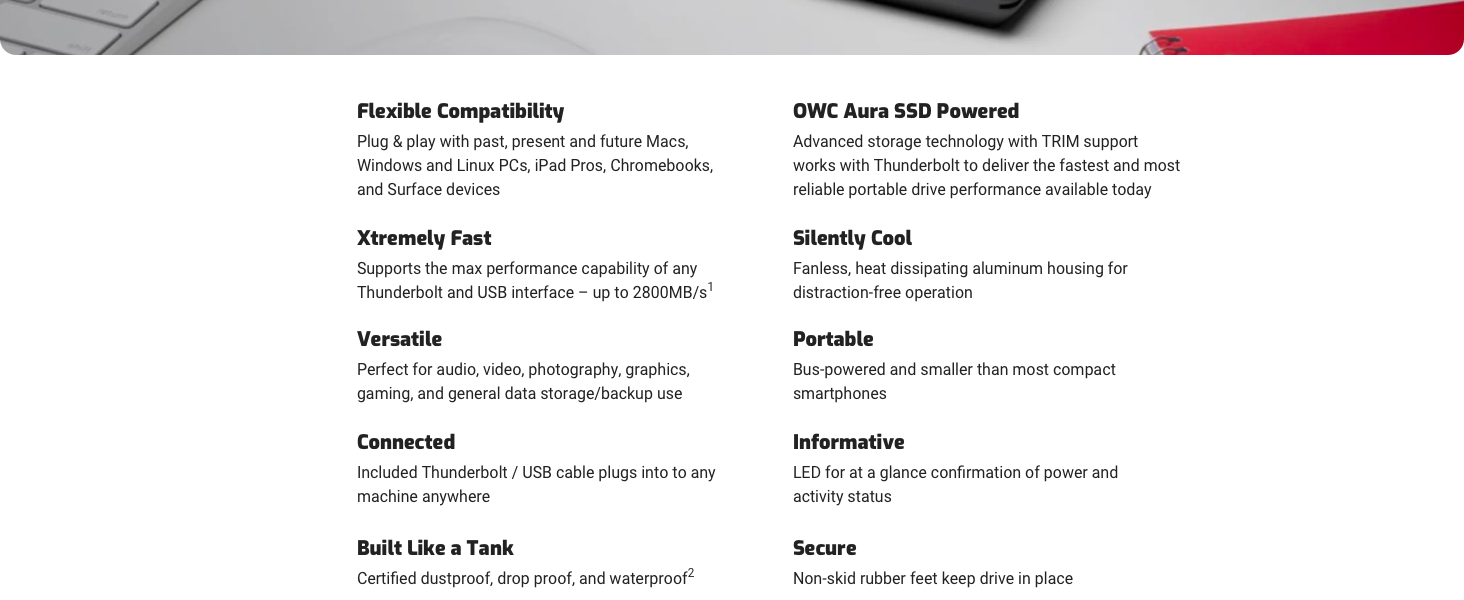 Envoy FX Supports max performance capability of any Thunderbolt and USB interface - up to 2800MB/s