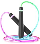 LED Light Up Jump Rope for Kids and Adult, Adjustable Glowing Skipping Rope for Boys and Girls, C...