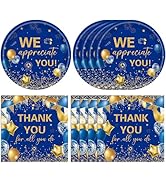 DURYGEN 40PCS Thank You Party Decorations We Appreciate You Paper Plates and Napkins Thank You fo...