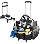 HODRANT Large Cleaning Caddy with Detachable Trolley &amp; Shoulder Strap, Cleaning Supplies Bag with...