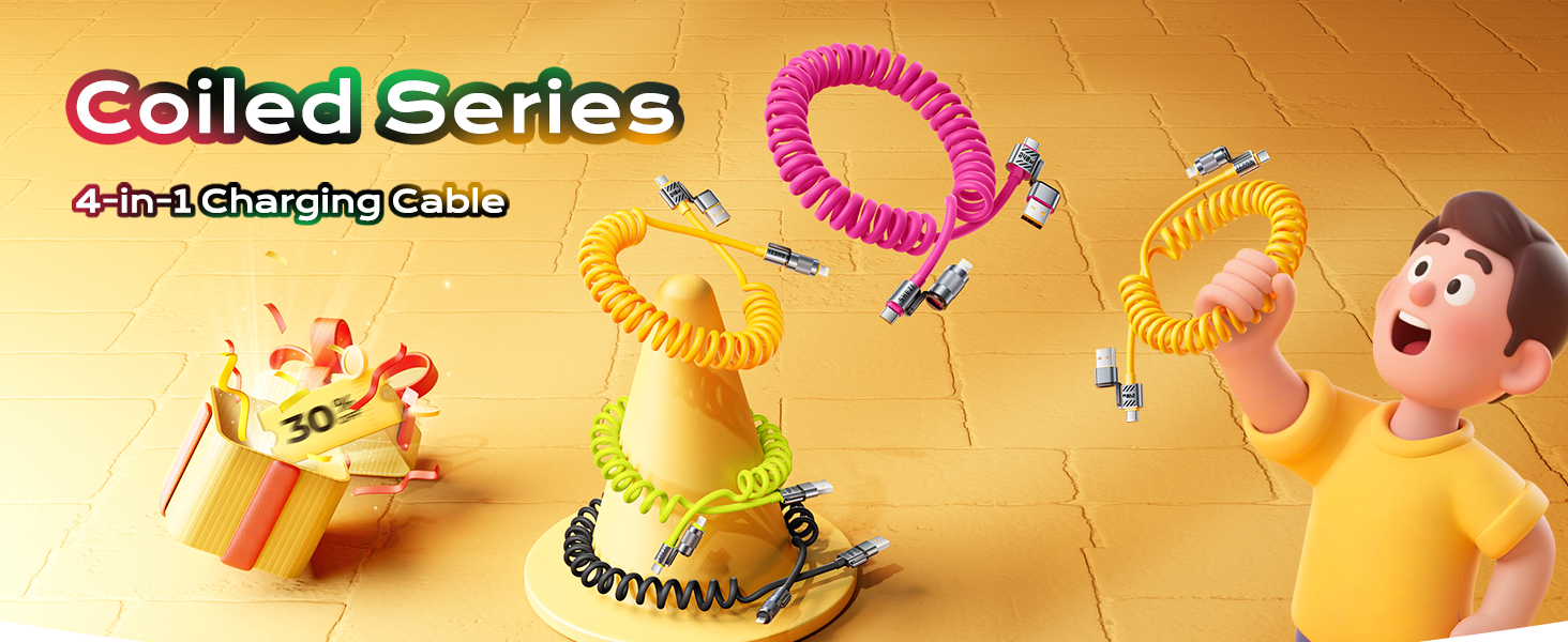 jixivor 4 in 1 usb c cable 240W compatiblle with Lightning cable multi cords