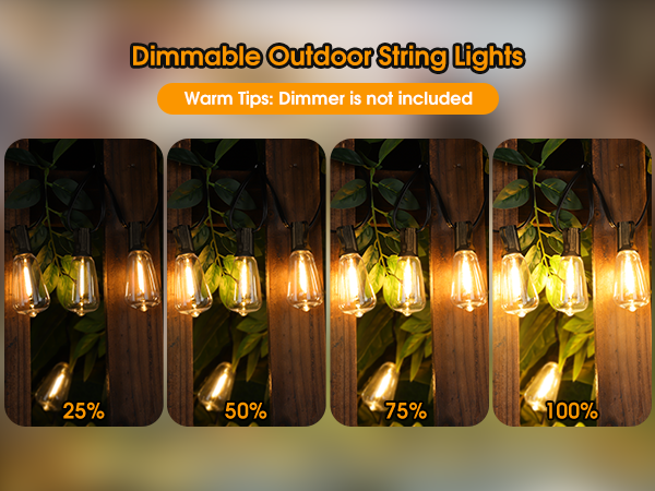 dimmable led outdoor string lights for fence