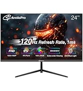ArcticPro 24 inch Monitor 120Hz, FHD 1080p, Computer Monitor, IPS, 99% sRGB, Adaptive Sync, 1ms R...