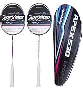 AboveGenius Badminton Racket Set, Carbon Fiber Badminton Set of 2 with a Carrying Bag, 5U Lightwe...