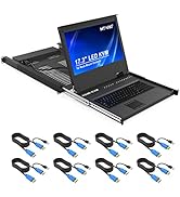 MT-VIKI 8 Port KVM Switch HDMI w/ 17.3'' LCD Monitor, 1080P 1U Rack Mount KVM Integrated Touch-p...