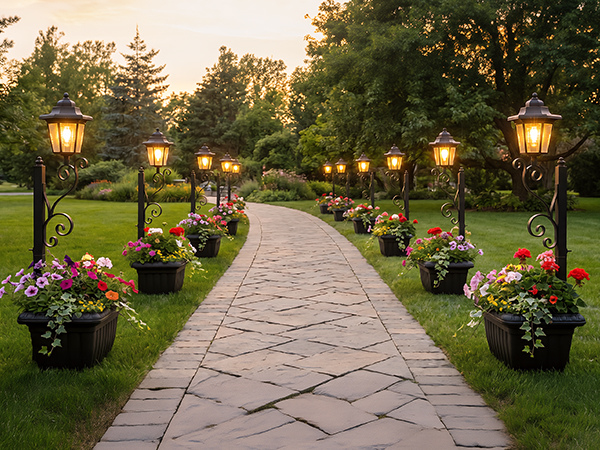 Solar Lamp Post Light with Planter