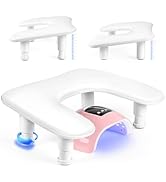 Manicure Arm Rest for Nails Tech: U-shaped Adjustable Nail Armrest - White PU Leather Hand Stand ...