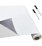 White Board Dry Erase-Whiteboard for Wall-Whiteboard Paper Peel Stick and Roll with 2 Dry Erase M...