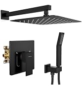 SR SUN RISE Shower Faucet Set - Bathroom 12 Inch Rainfall Shower Head &amp; Handle Set Wall Mounted R...