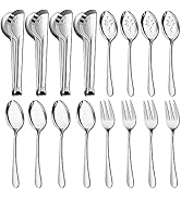 16 PCS Serving Utensils, Pleafind Stainless Steel Serving Utensils Set with Serving Spoons, Slott...
