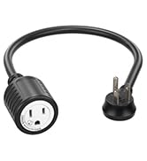 35° Lockable Plug, 1 Ft Extension Cord, Indoor Extension Cord with Flat Plug, Against Accidental ...