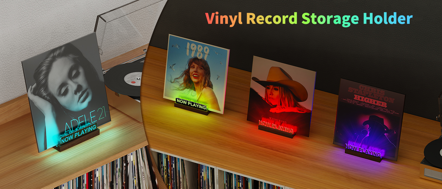 Light Up Vinyl Record Display Stand with 7- Color Changing