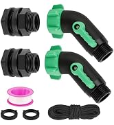 wtxhhy 2 Pack Rain Barrel Spigot Kit, 45 Degree 3/4" GHT Heavy Duty Plastic Water Hose Shut Off V...