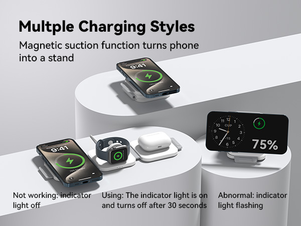 Multple Charging Styles Magnetic suction function turns phone into a stand