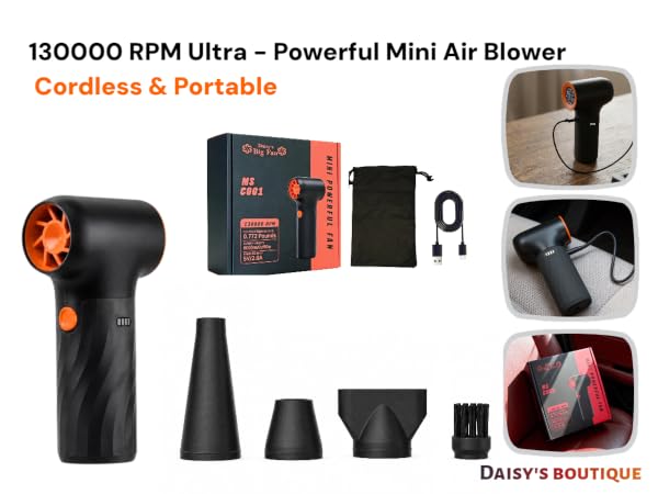 Multifunctional Electric Air Duster &amp;amp; Blower: 130000RPM High-Power PC Cleaner, 3 Speeds,