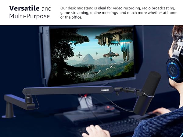 low profile mic boom arm microphone stand mount desk mount desktop blue yeti elgato stands computer