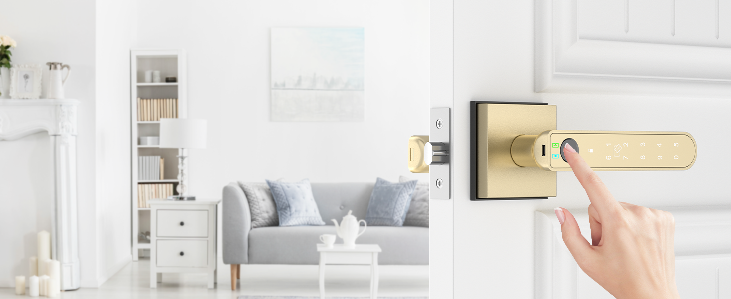 keyless entry door lock gold