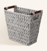 GRANNY SAYS Woven Waste Basket, Gray Wicker Basket with Wood Handles, Wicker Waste Basket for Bat...