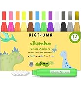 BIGTHUMB 12 Window Markers for Glass Washable, 15mm Jumbo Erasable Chalkboard Markers for Blackbo...