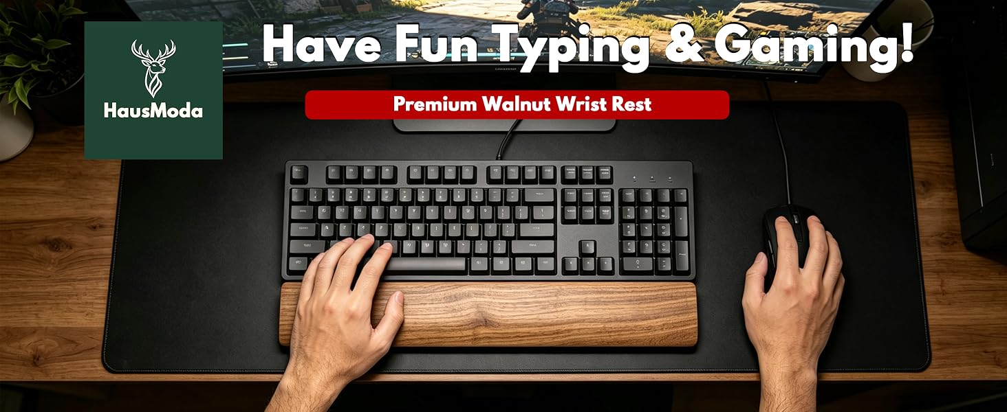 Hausmoda walnut wood wrist rest