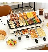 Electric Indoor Grill, 3 in 1 Smokeless Indoor Grills with Non-stick Removable Grill &amp; Griddle Pl...