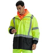 SRsafety Hi Vis Rain Jacket Men,Class 3 High Visibility Work Rain Gear,Construction Rain Gear for...