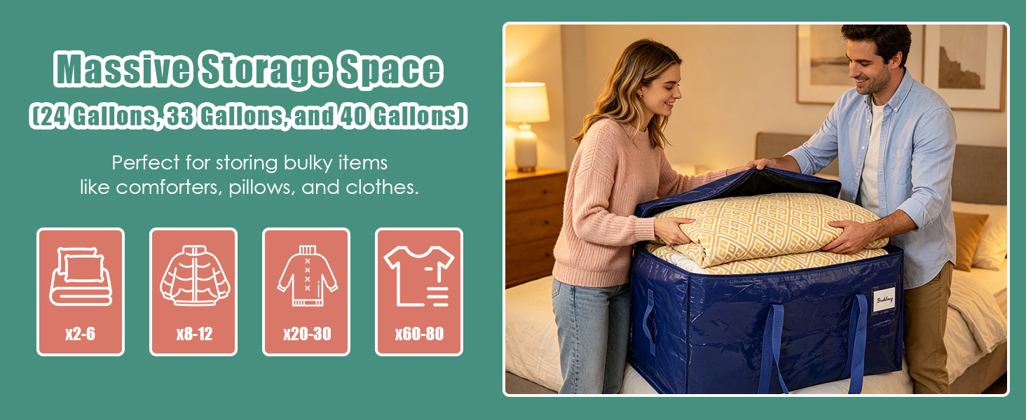 Extra Heavy Duty Large Moving Bags with Strong Zipper &amp;amp; Carrying Handles