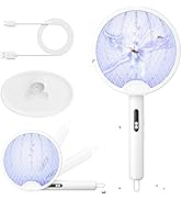 YISSVIC 2 in 1 Mosquito Killer Racket, 4000V Foldable Electric Fly Swatter with Charging Base &amp; P...